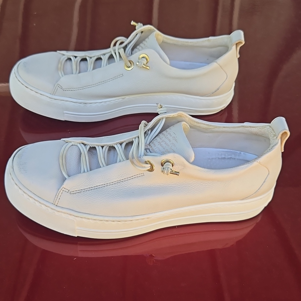 Paul Green White Leather Casual Sneakers UK Size 7 US Size 9.5
